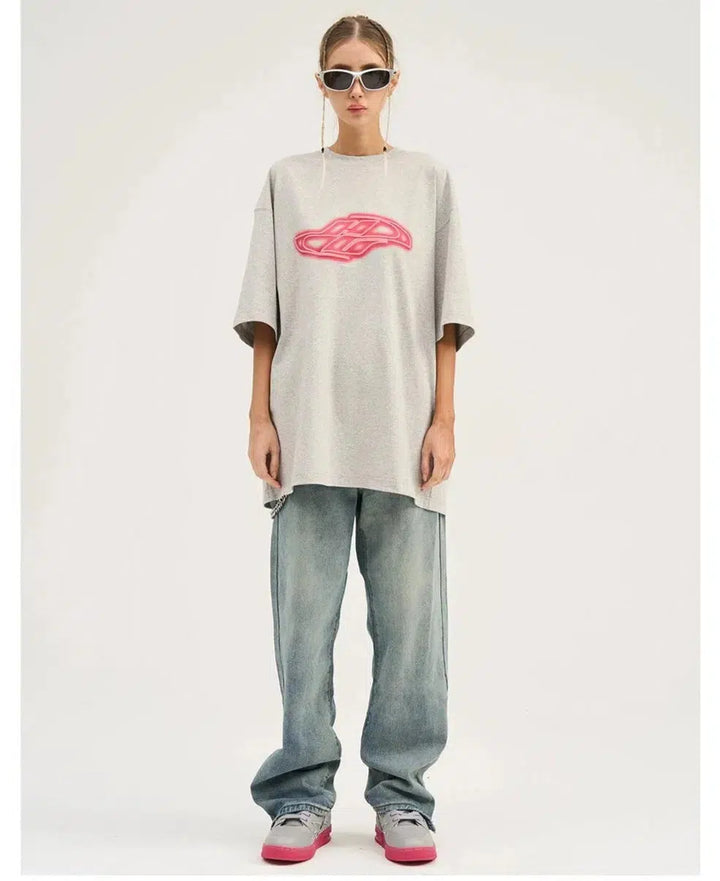Pink Printed Short-sleeved T-shirt
