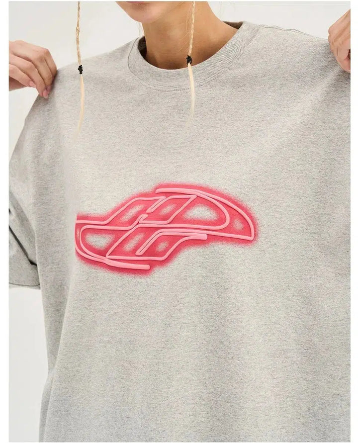 Pink Printed Short-sleeved T-shirt