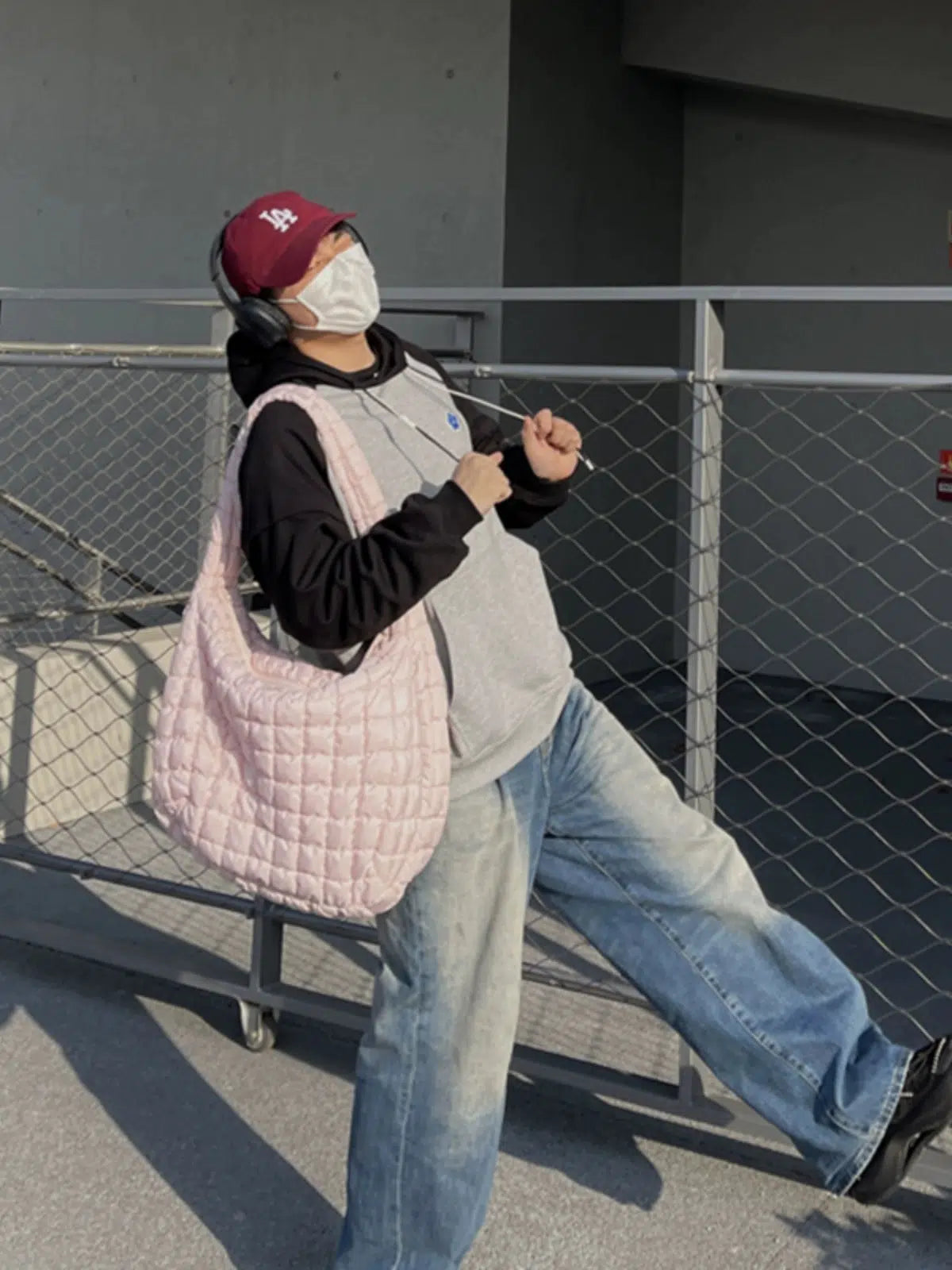 Pink Quilted Shoulder Bag