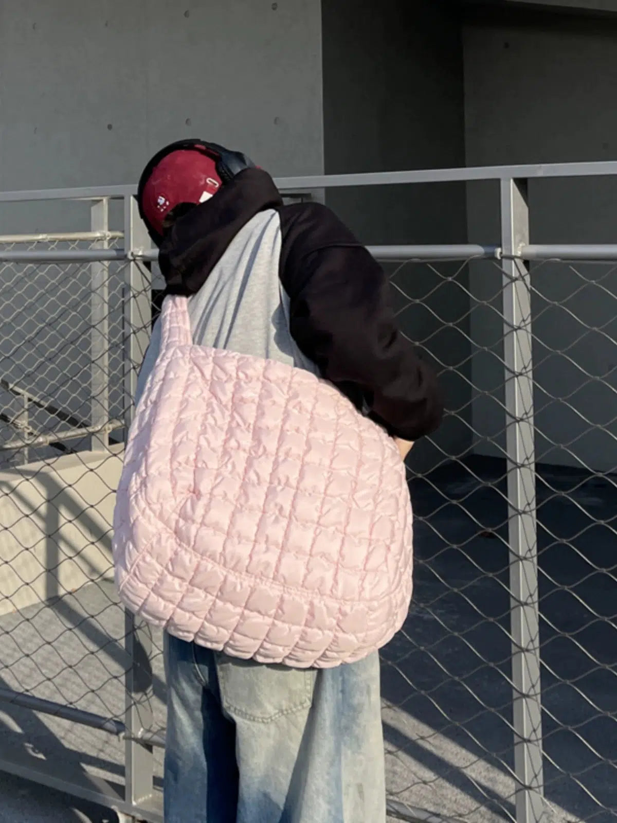Pink Quilted Shoulder Bag