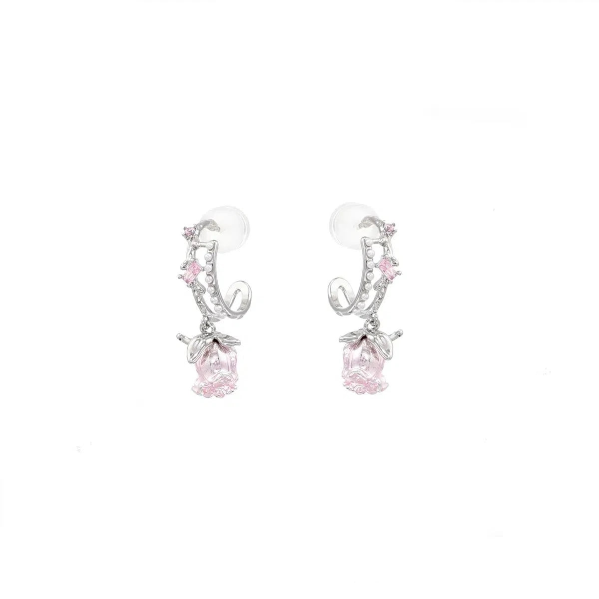 Pink Rose Earrings