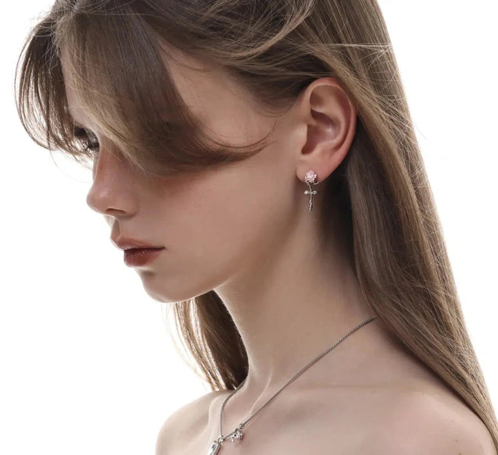 Pink Rose Earrings