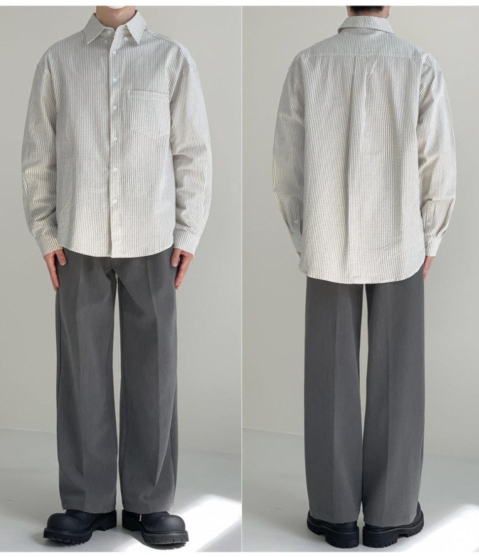 Pinstripe Cotton Versatile Shirt