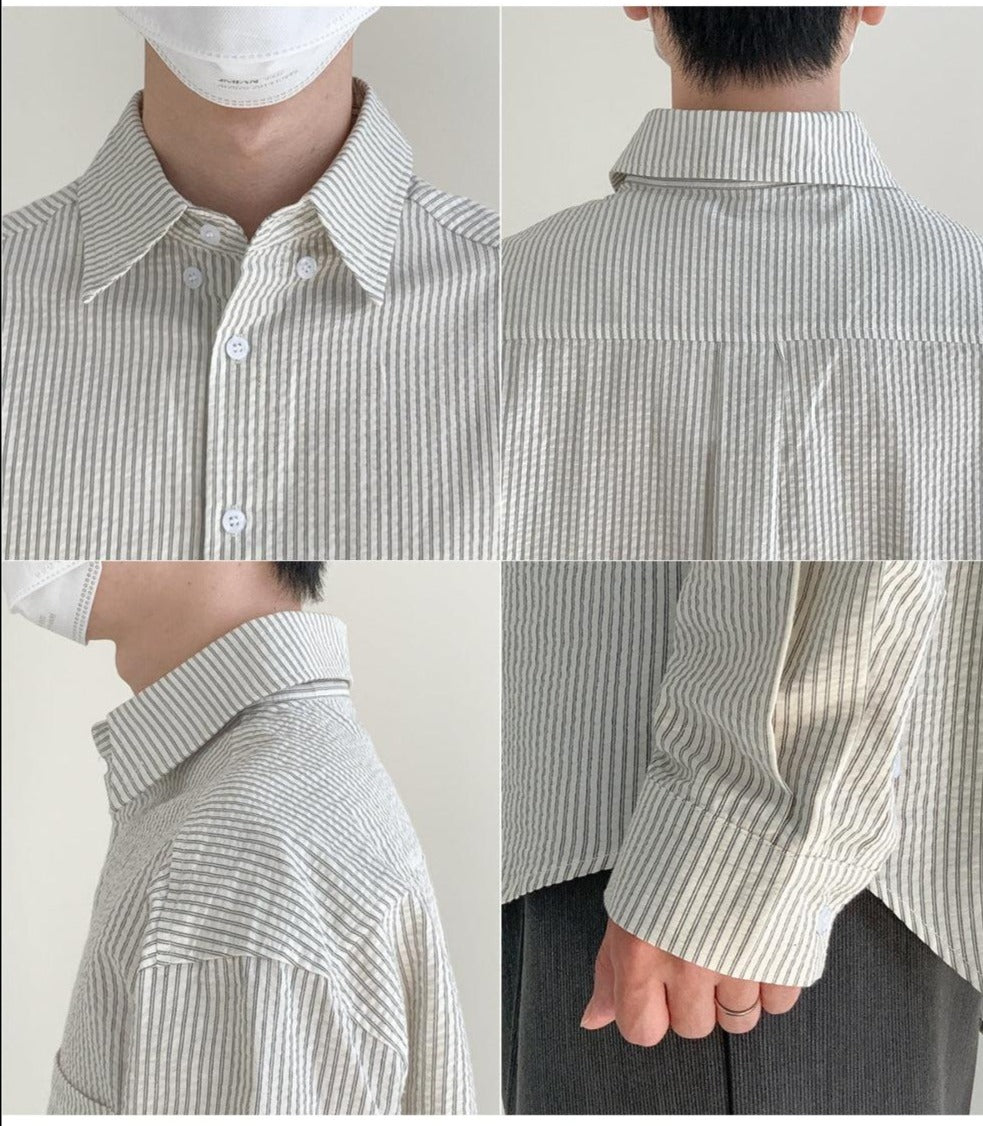 Pinstripe Cotton Versatile Shirt