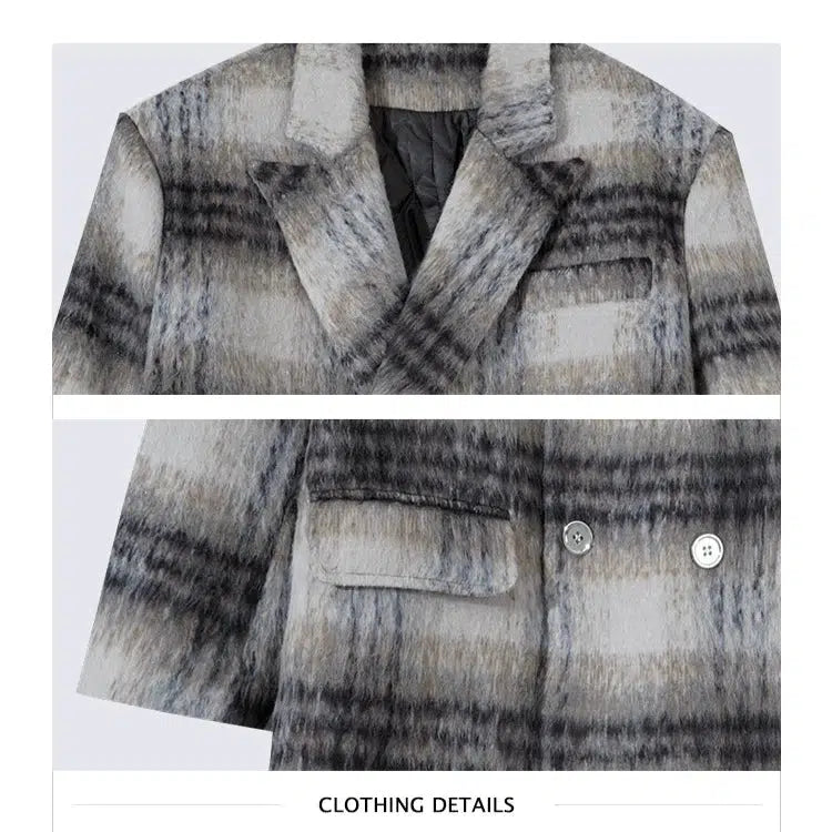 Plaid Double-Breasted Wool Coat
