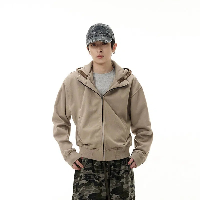 Plaid Hooded Short Jacket The Korean Fashion