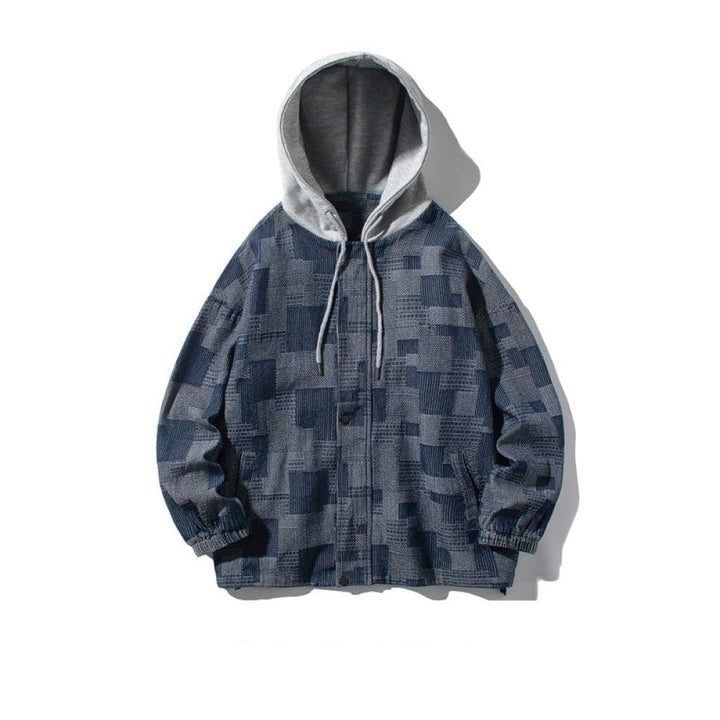 Plaid Hooded Splicing Jacket
