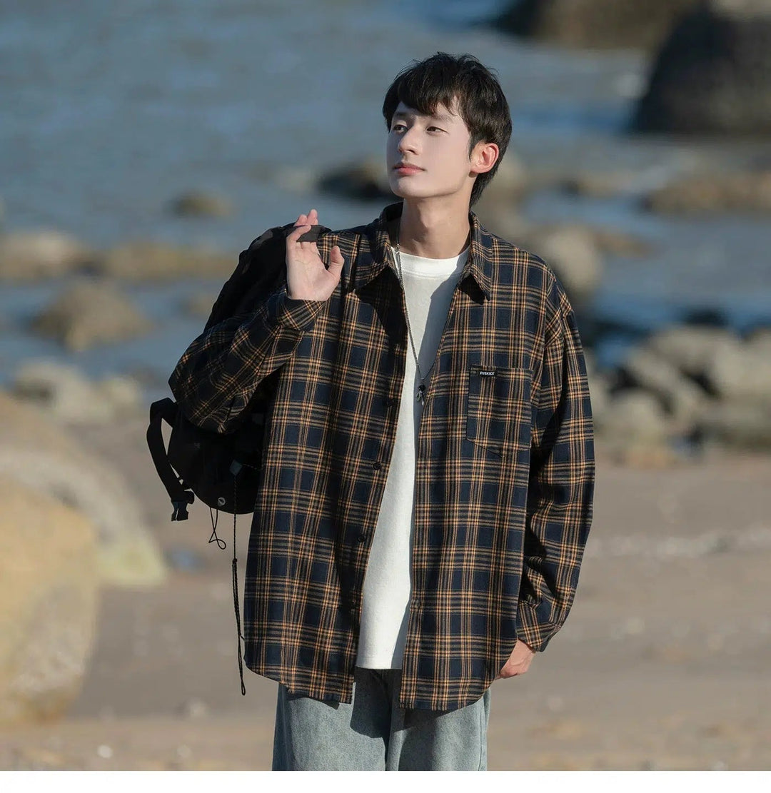 Plaid Long-Sleeve Shirt Jacket