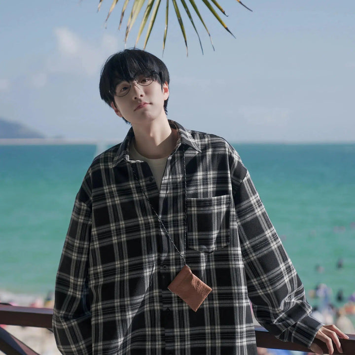 Plaid Long Sleeve Shirt Jacket