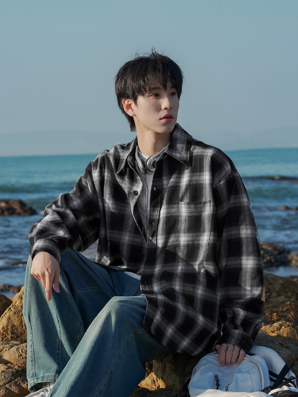 Plaid Long-sleeve Retro Shirt Jacket