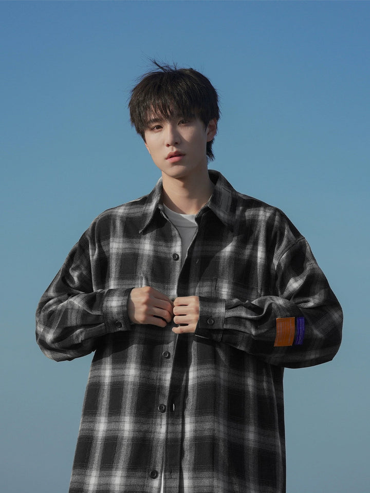 Plaid Long-sleeve Retro Shirt Jacket