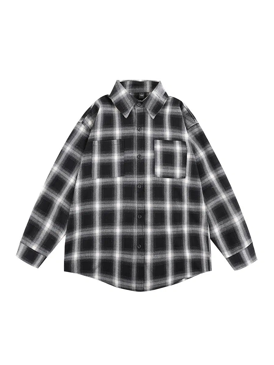 Plaid Long-sleeve Retro Shirt Jacket