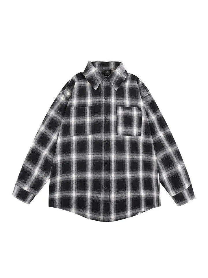 Plaid Long-sleeve Retro Shirt Jacket