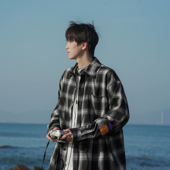 Plaid Long-sleeve Retro Shirt Jacket
