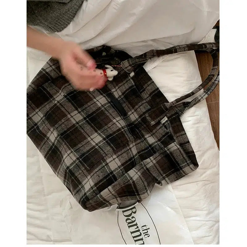 Plaid Oversized Shoulder Bag