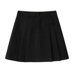 Button Detail Pleated A-Line Skirt