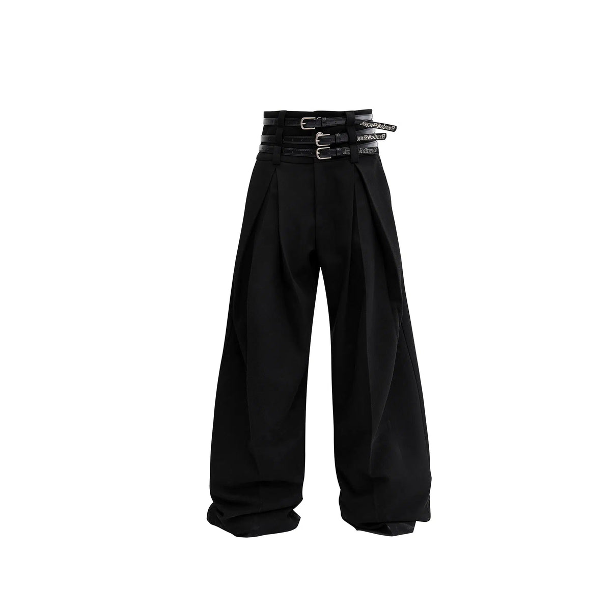 Pleated Belt High Waist Loose Pants