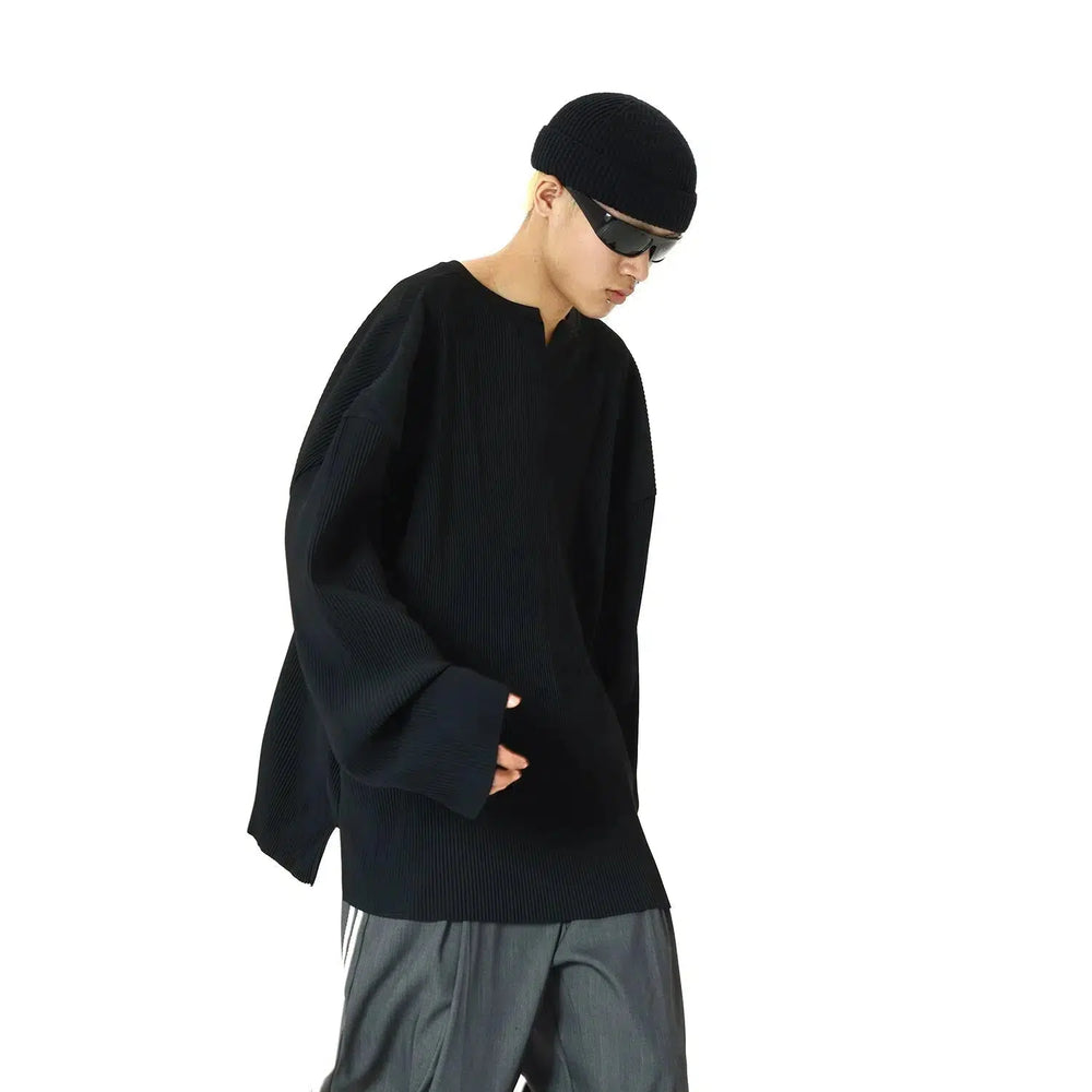 Pleated Bottoming V-neck Shirt
