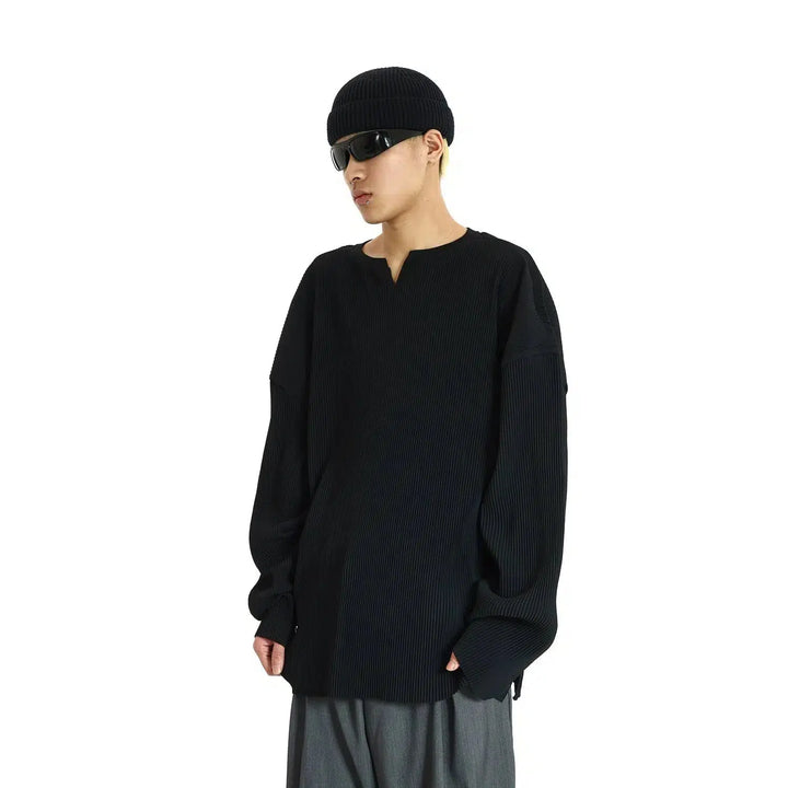 Pleated Bottoming V-neck Shirt