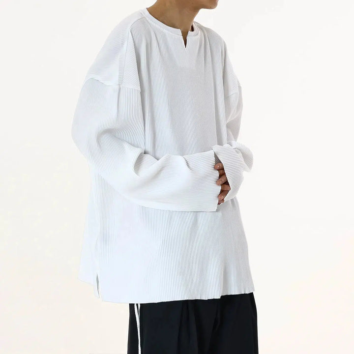Pleated Bottoming V-neck Shirt