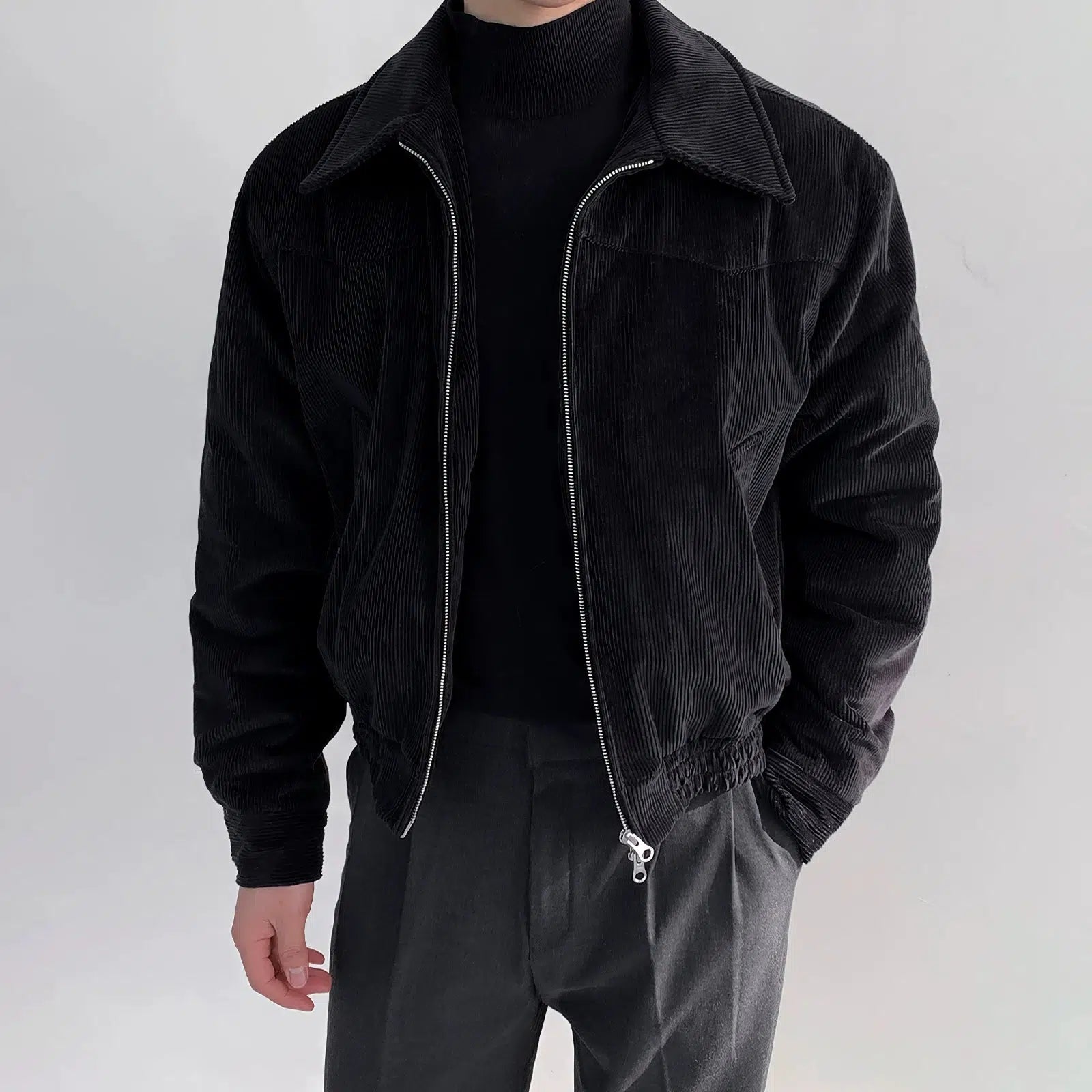 Pleated Corduroy Bomber Jacket