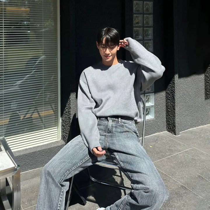 Pleated Crew Neck Bottoming Sweater