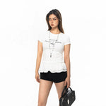 Pleated Hem Stitching T-shirt