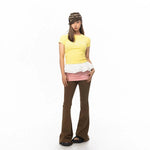 Pleated Hem Stitching T-shirt