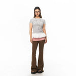 Pleated Hem Stitching T-shirt