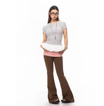 Pleated Hem Stitching T-shirt