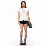 Pleated Hem Stitching T-shirt