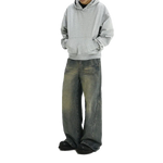 Pleated Loose Wide-leg Jeans