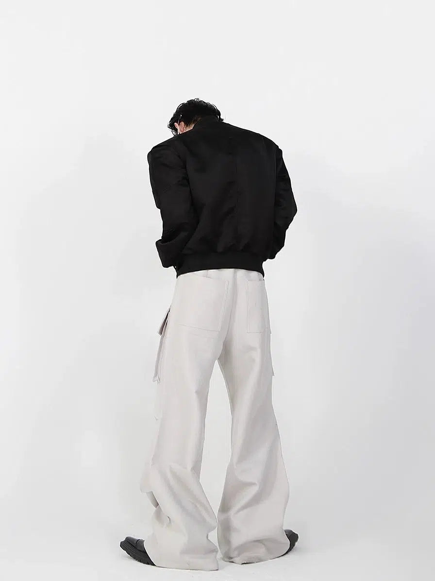 Pleated Pockets Stitching Overalls
