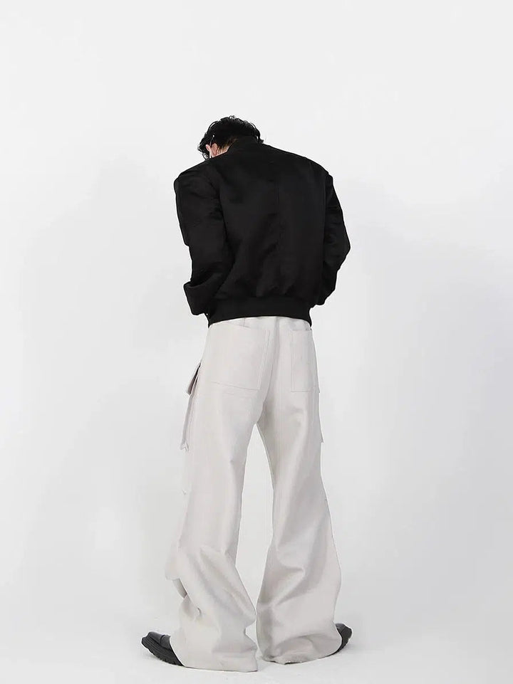 Pleated Pockets Stitching Overalls