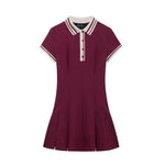 Pleated Polo Collar Sundress