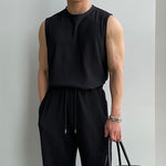 Pleated Sports Vest & Drawstring Pants Suit