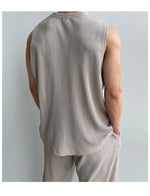 Pleated Sports Vest & Drawstring Pants Suit