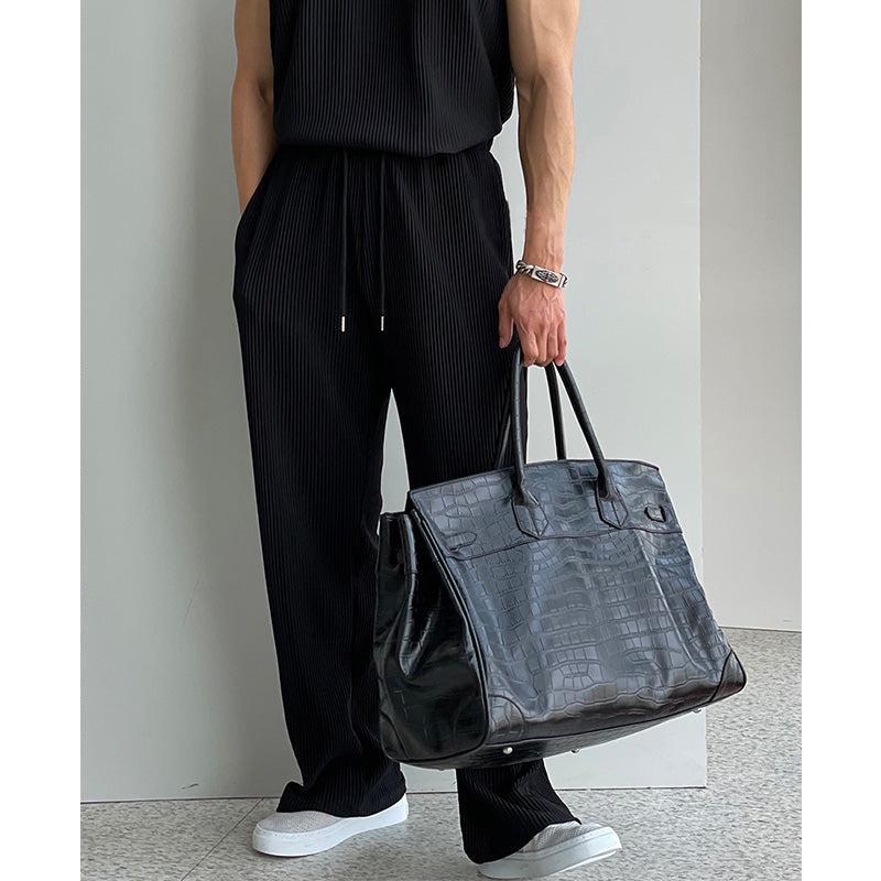 Pleated Sports Vest & Drawstring Pants Suit