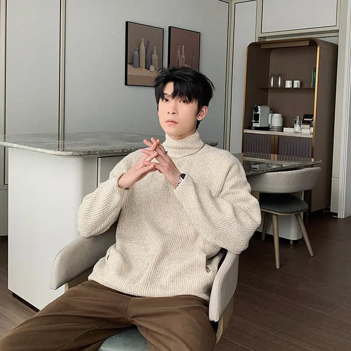 Pleated Turtleneck Bottoming Sweater