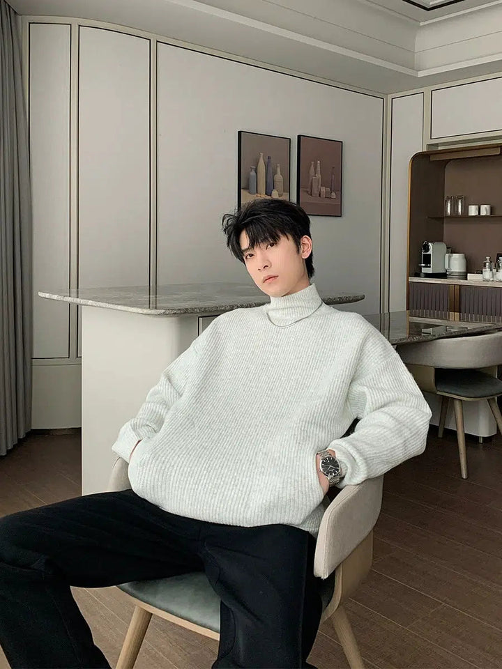 Pleated Turtleneck Bottoming Sweater