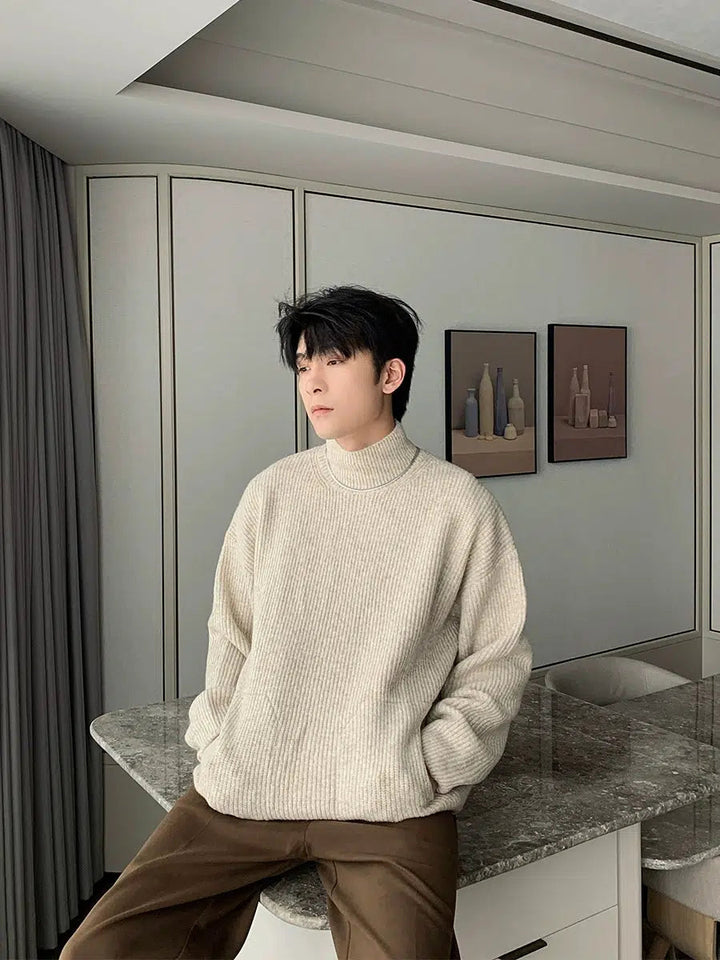 Pleated Turtleneck Bottoming Sweater