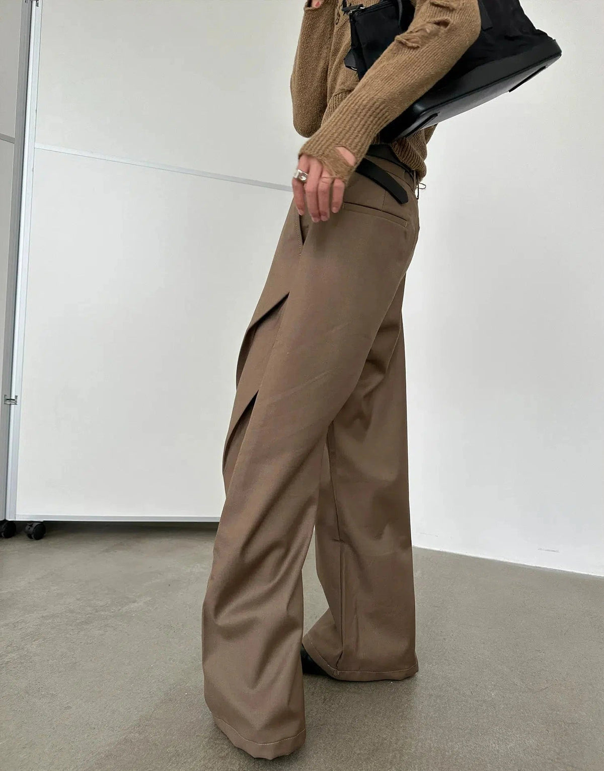 Pleated Wide-Leg High-Waist Pants