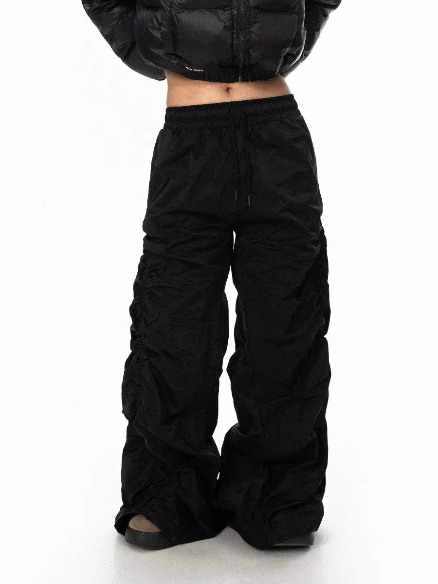Pleated Wide-leg Cargo Pants