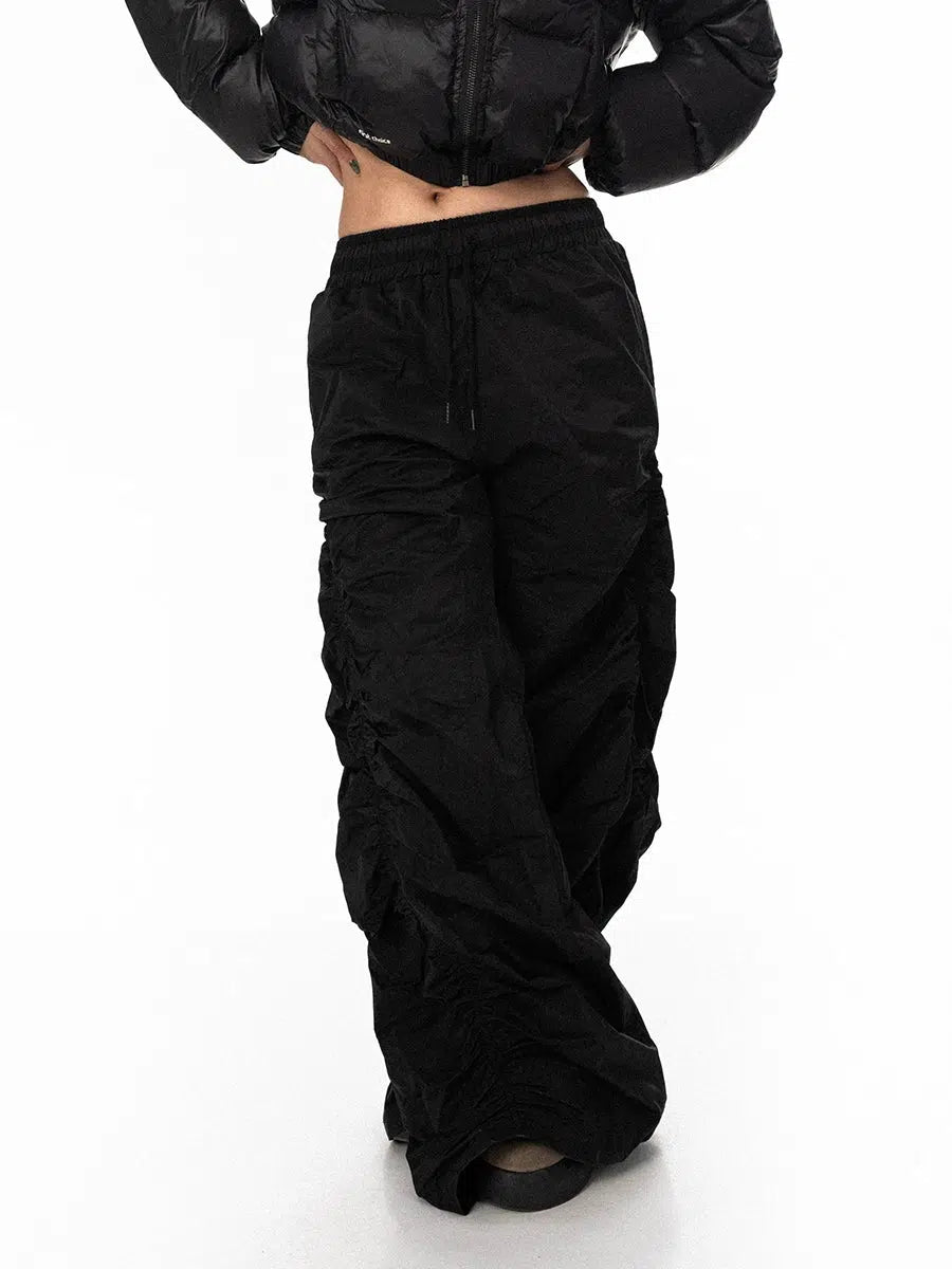 Pleated Wide-leg Cargo Pants