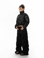 Pleated Wide-leg Cargo Pants