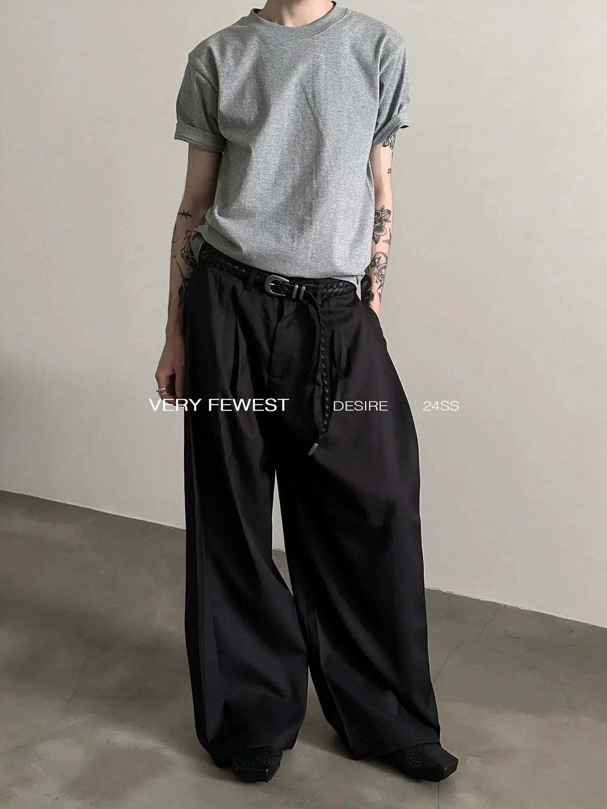 Pleated Wide-leg Stacked Pants