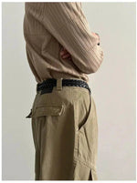 Pleated floor-length Wide-Leg Cargo Pants