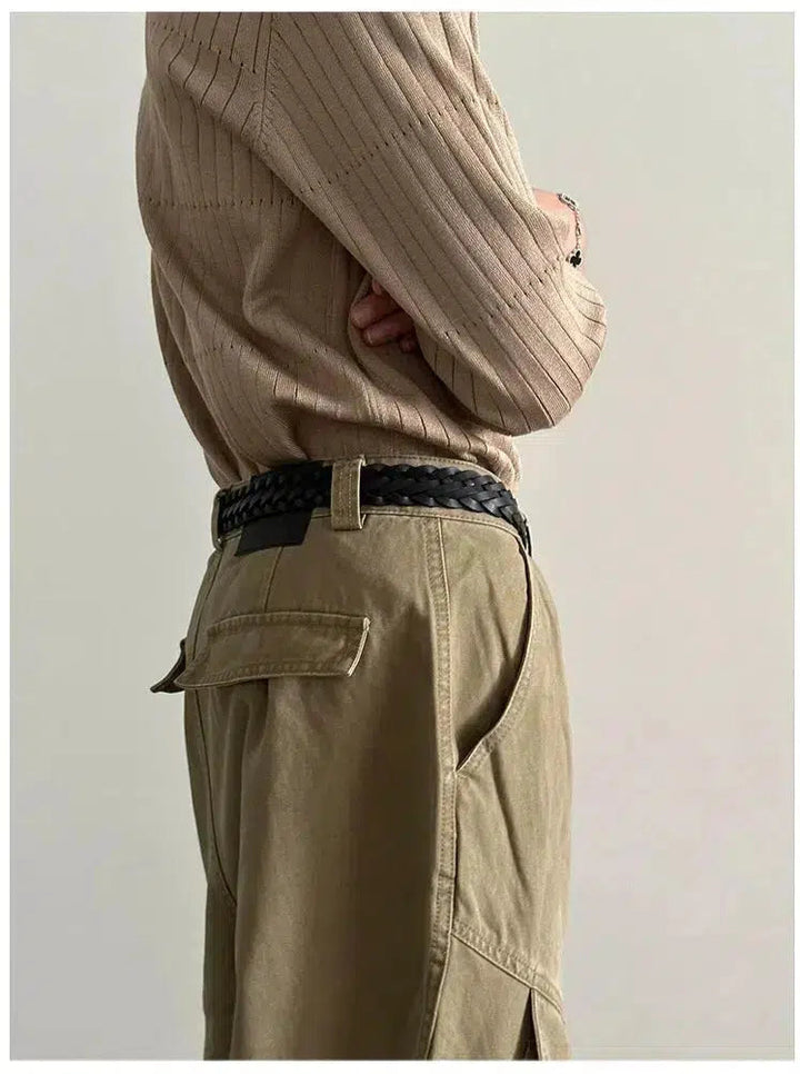 Pleated floor-length Wide-Leg Cargo Pants