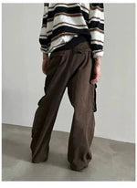 Pleated floor-length Wide-Leg Cargo Pants