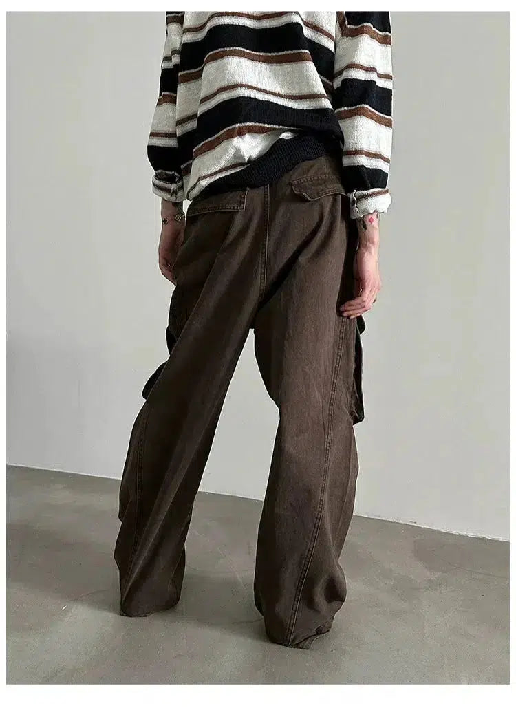 Pleated floor-length Wide-Leg Cargo Pants